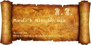 Manák Nikodémia névjegykártya